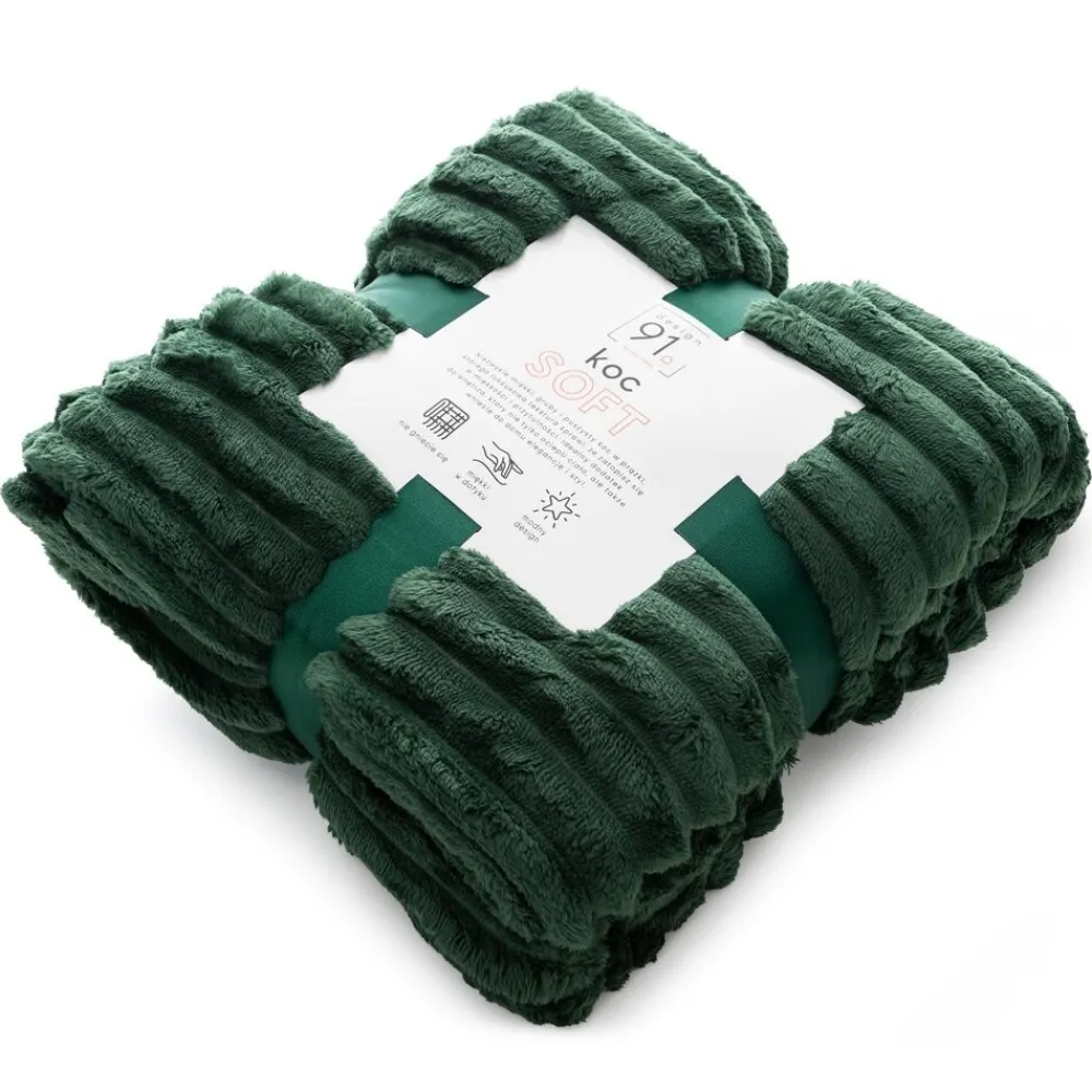 Koc SOFT zielony 220x200 pasy 3D * EUROFIRANY B.B. Choczyńscy Sp.J. Outlet