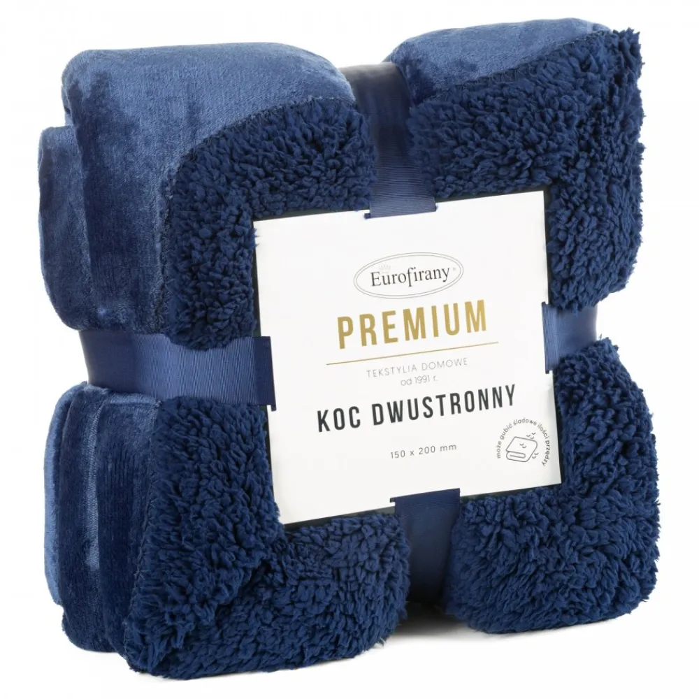 Koc TEDY 170x210 dwustronny granatowy * EUROFIRANY B.B. Choczyńscy Sp.J. Discount
