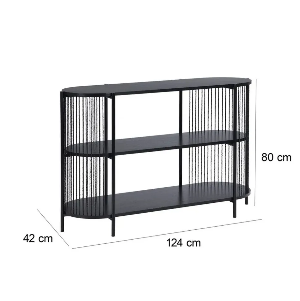 Komoda MANILA czarna 3-poziomy 124x42x80 cm