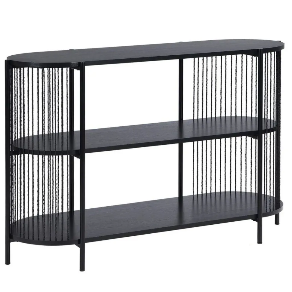 Komoda MANILA czarna 3-poziomy 124x42x80 cm