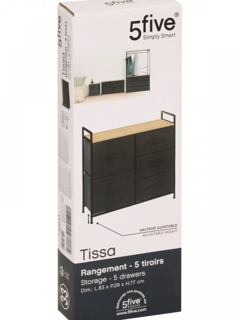 Komoda z 5 szufladami Tissa ciemnoszara * 5five Simply Smart Best