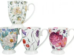 Komplet 4 porcelanowych kubków royal FLOWER