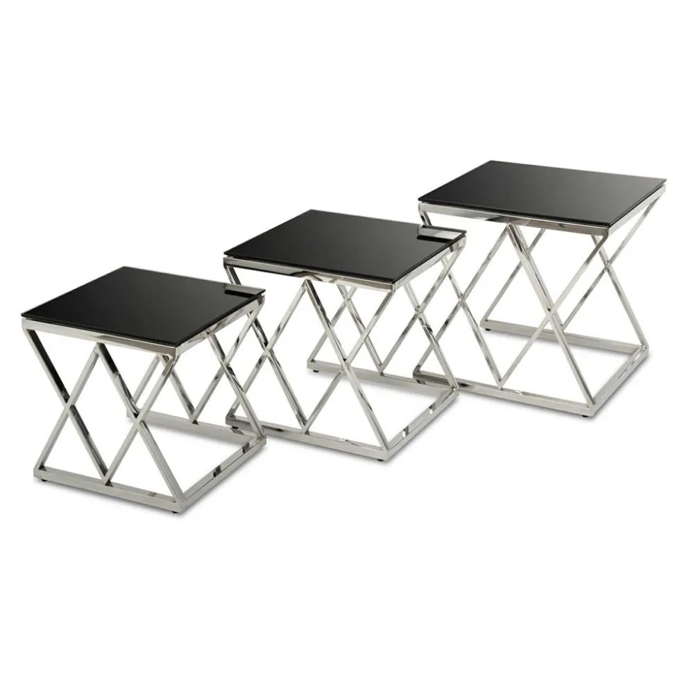 Komplet 3 stolików Timantti Silver Black