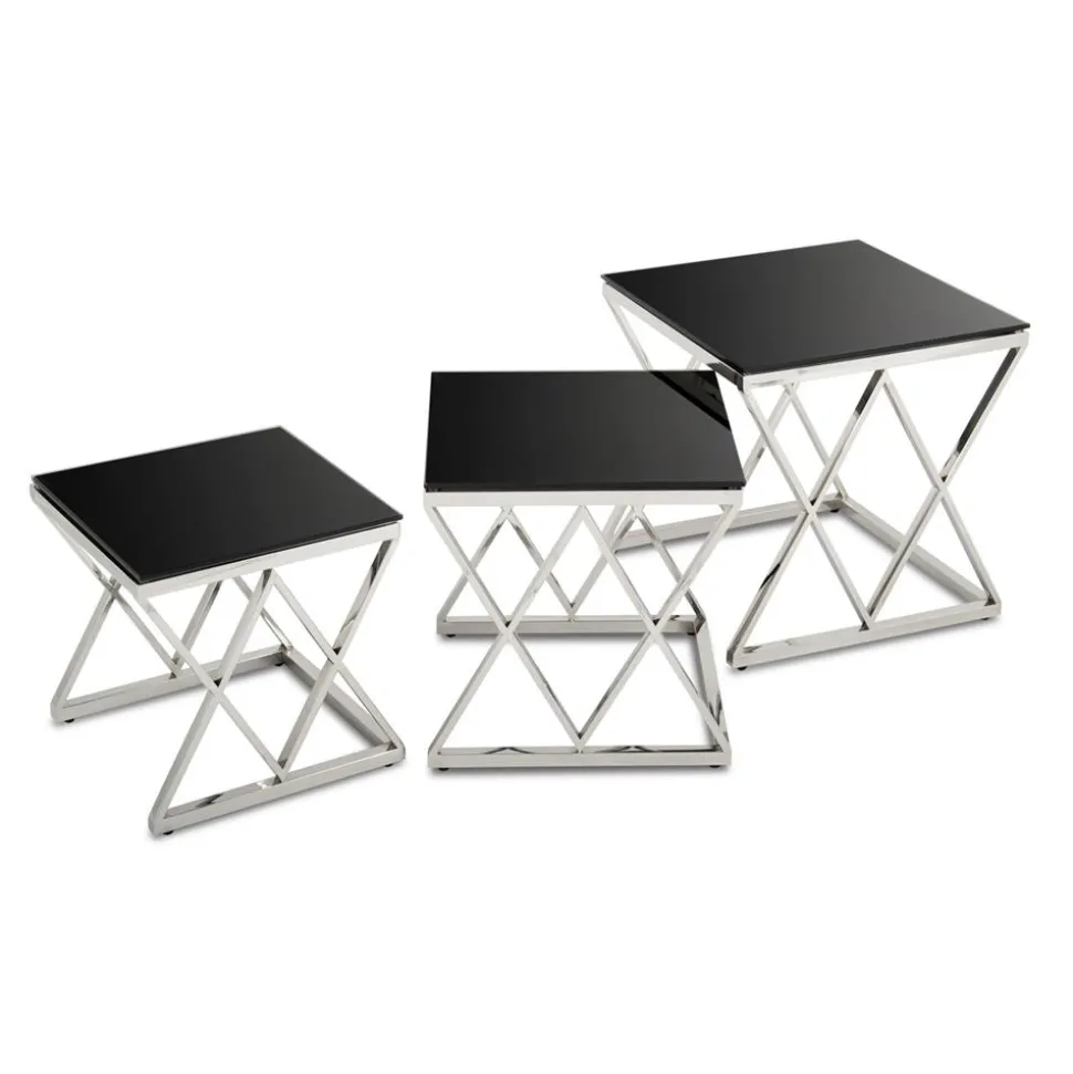 Komplet 3 stolików Timantti Silver Black