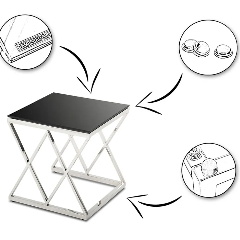 Komplet 3 stolików Timantti Silver Black