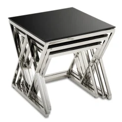 Komplet 3 stolików Timantti Silver Black