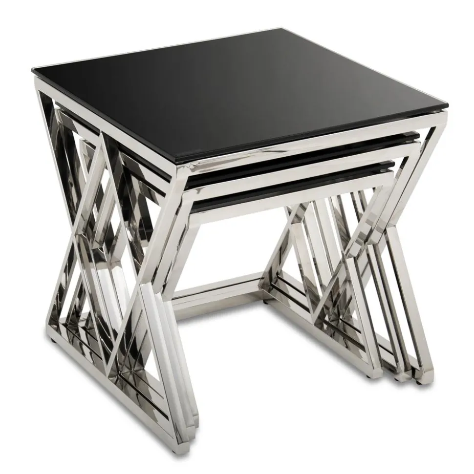 Komplet 3 stolików Timantti Silver Black