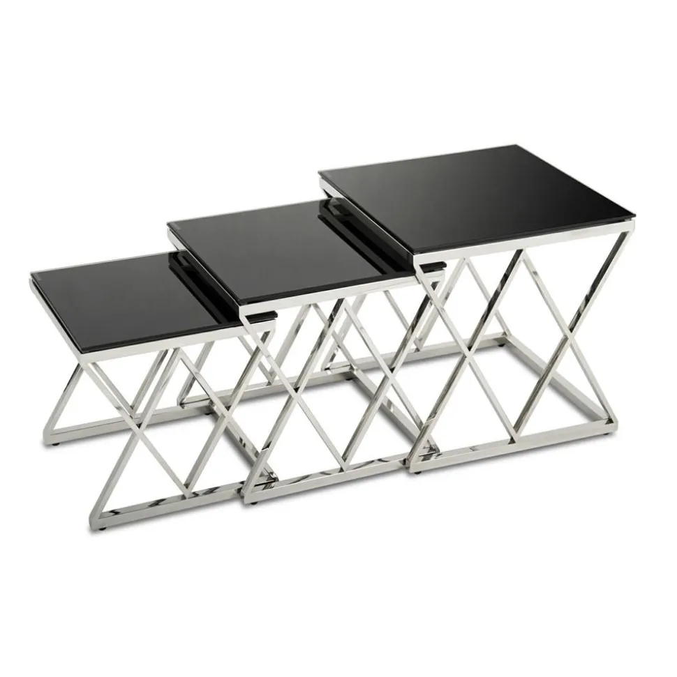 Komplet 3 stolików Timantti Silver Black