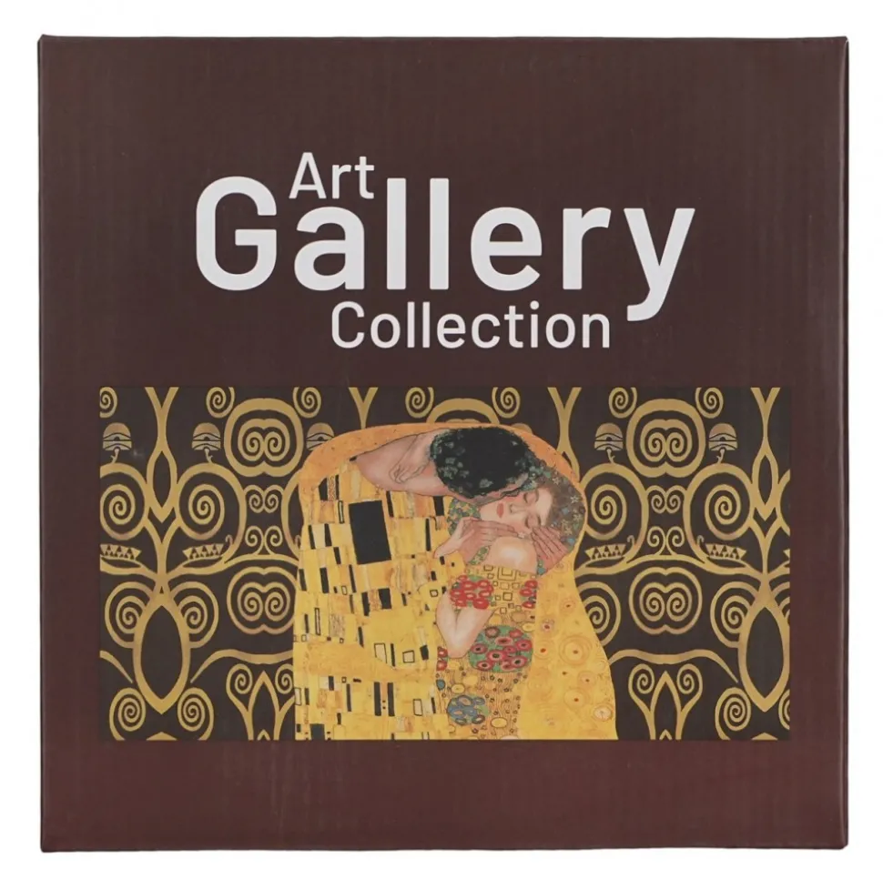 Komplet 2 talerze deserowe Klimt THE KISS Brown 19,2 cm