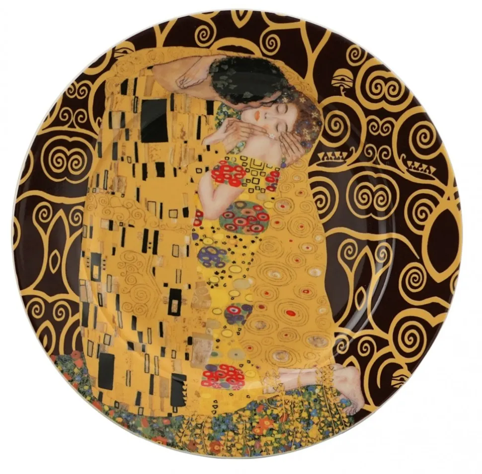 Komplet 2 talerze deserowe Klimt THE KISS Brown 19,2 cm