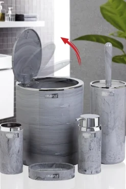 Komplet łazienkowy 5 el Marble okrągły