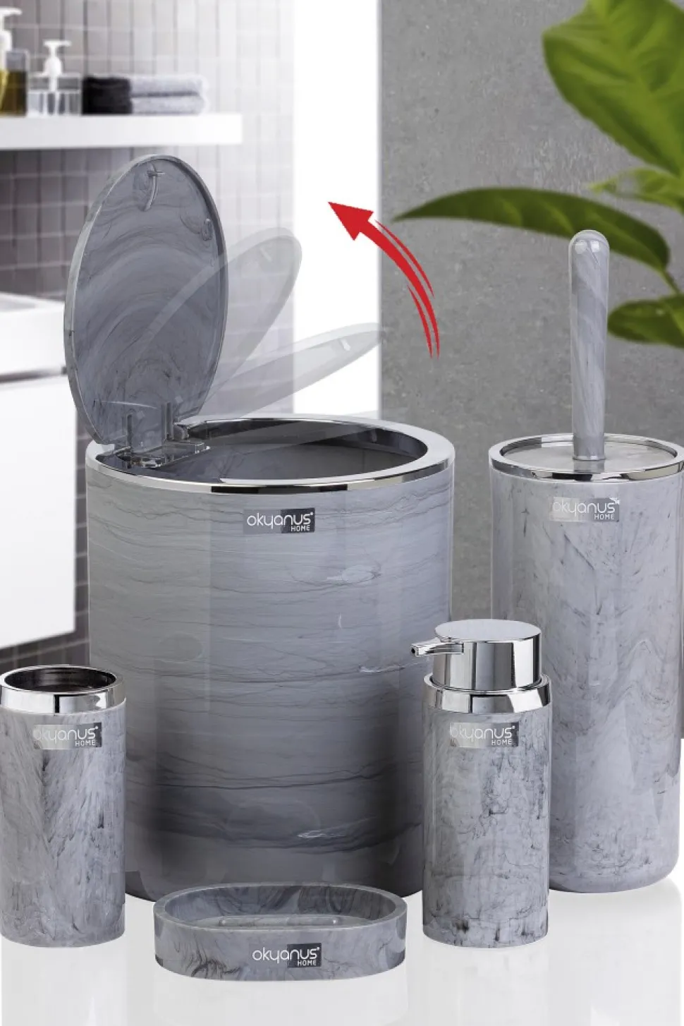 Komplet łazienkowy 5 el Marble okrągły