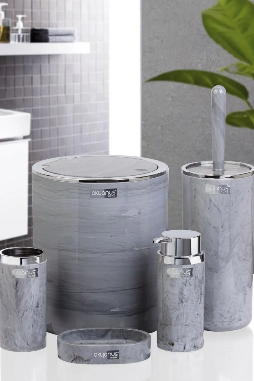 Komplet łazienkowy 5 el Marble okrągły
