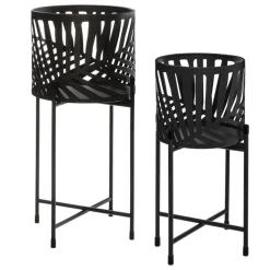 Komplet kwietników z osłonką Leaf Black