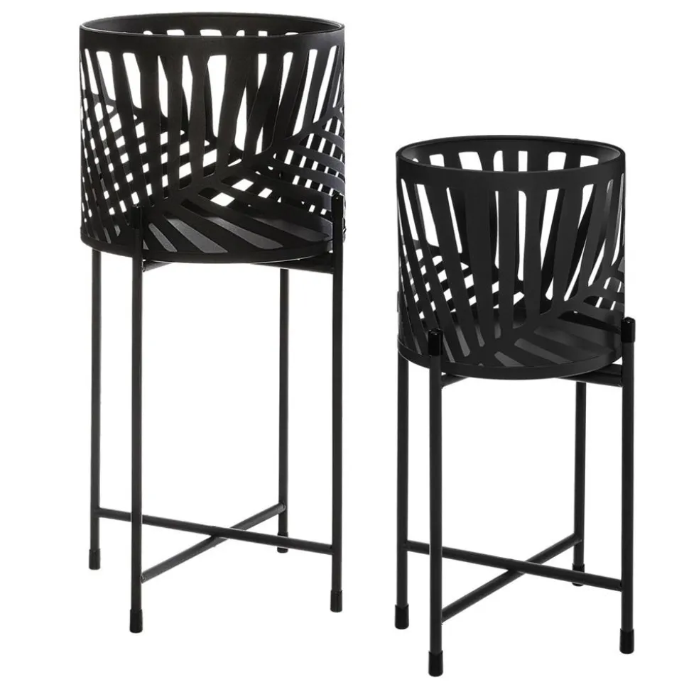 Komplet kwietników z osłonką Leaf Black