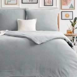 Komplet pościeli muślinowej MUSLIN srebrny 160x200 cm