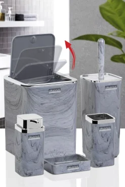 Komplet łazienkowy 5 el Marble kwadratowy * OKYANUS Online