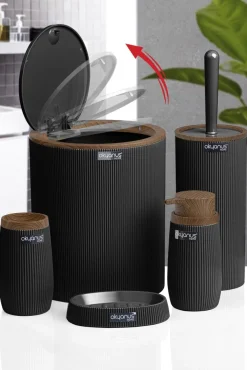 Komplet łazienkowy Stripe Round czarny * OKYANUS Hot