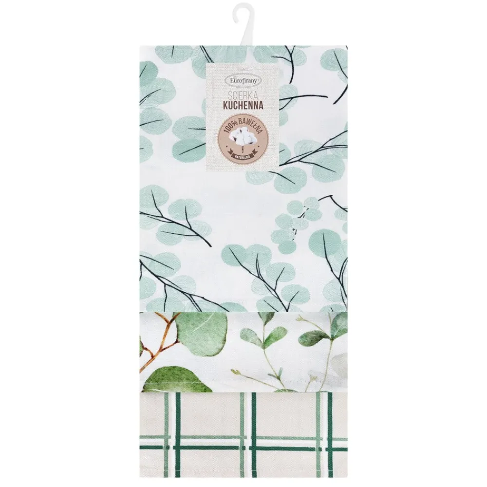 Komplet 3 ścierek CLOVER 50x75 wzór roślinny * EUROFIRANY B.B. Choczyńscy Sp.J. Outlet