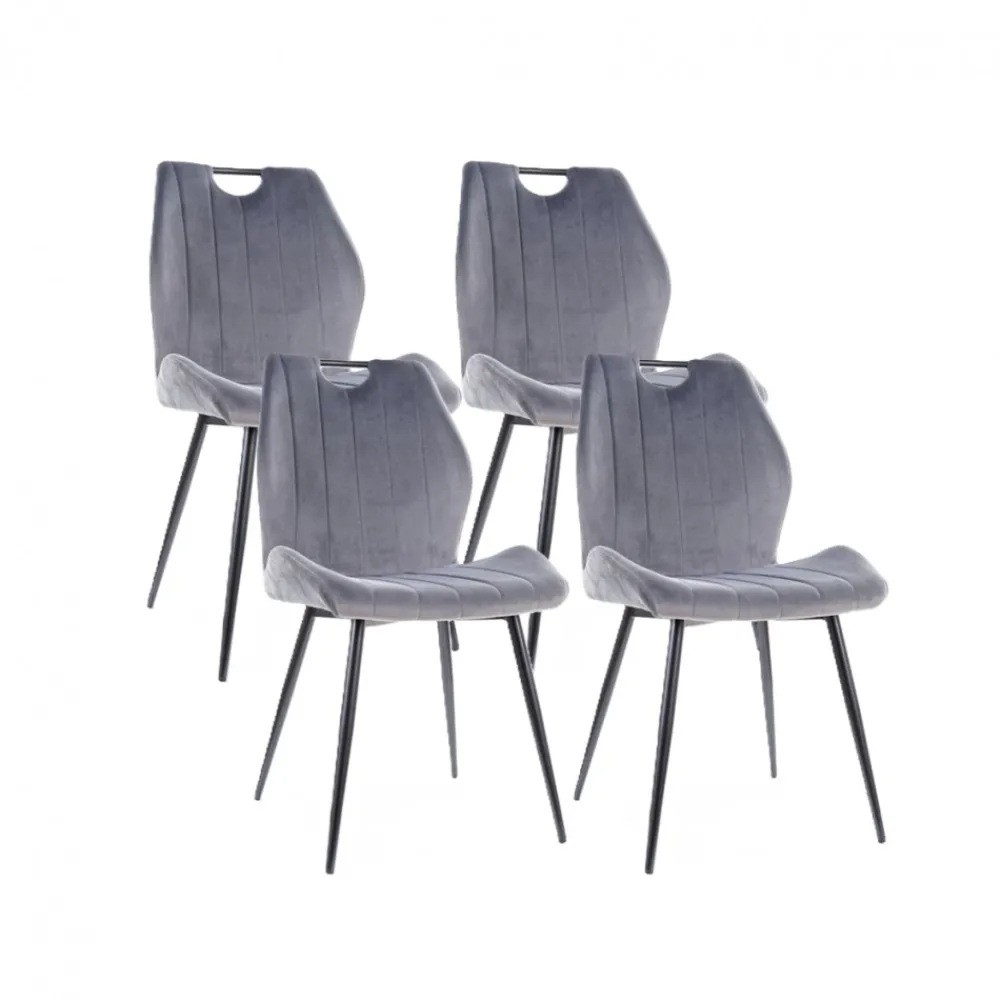 Komplet 4 krzeseł Arco szare velvet * Signal Clearance