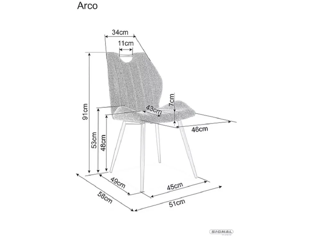 Komplet 2 krzeseł Arco szare velvet * Signal Sale
