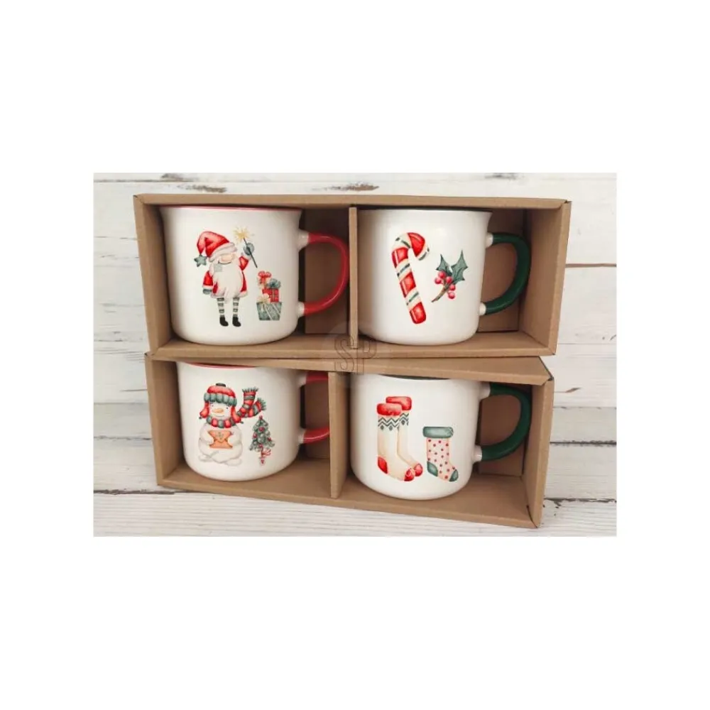 Komplet kubków z motywem świątecznym wzór 2 - Bałwanek * Excellent Houseware