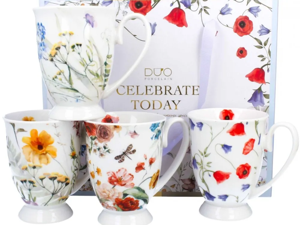 Komplet 4 porcelanowych kubków royal CELEBRATE TODAY * Duo