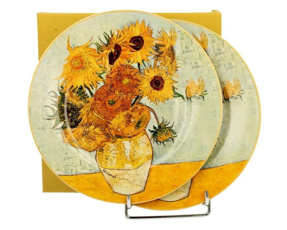 Komplet 2 talerzy deserowych Van Gogh Sunflowers * Duo