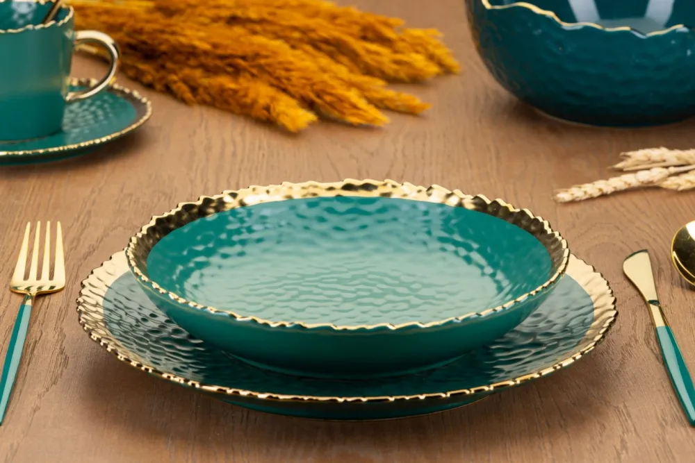 Komplet 8 talerzy Kati Green Gold * HowHomely Sale