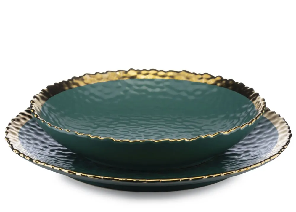 Komplet 8 talerzy Kati Green Gold * HowHomely Sale
