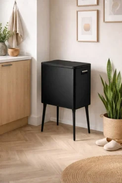Kosz na śmieci czarny touch bin w stylu retro 35L