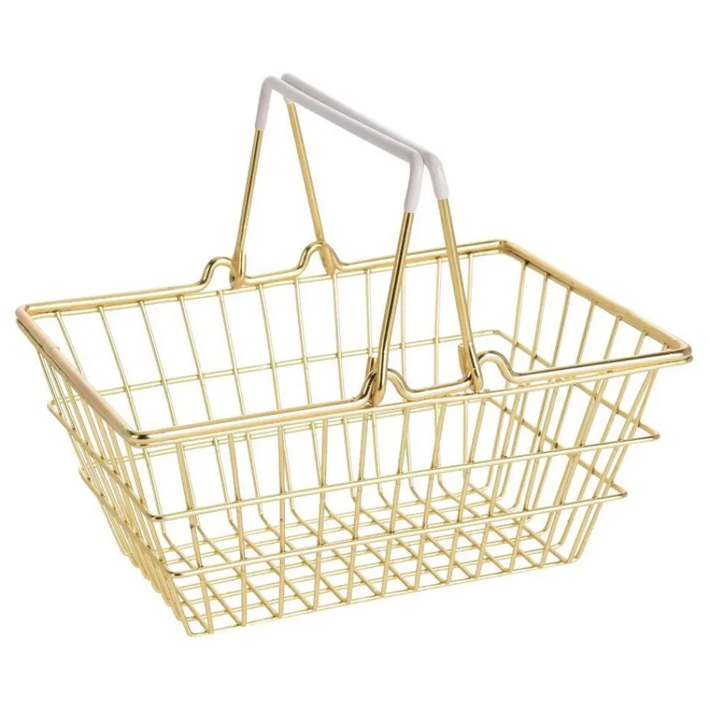 Kosz druciak złoty z rączką * H&S Decoration Clearance