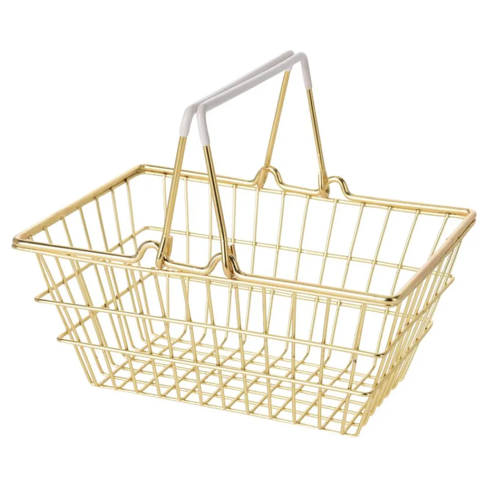 Kosz druciak złoty z rączką * H&S Decoration Clearance