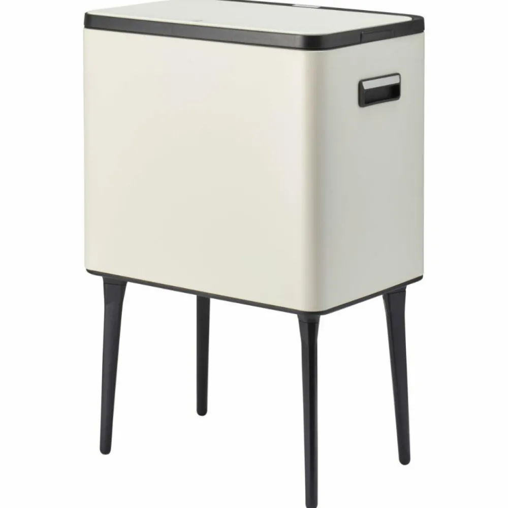 Kosz na śmieci kremowy touch bin w stylu retro 35L * HowHomely Best