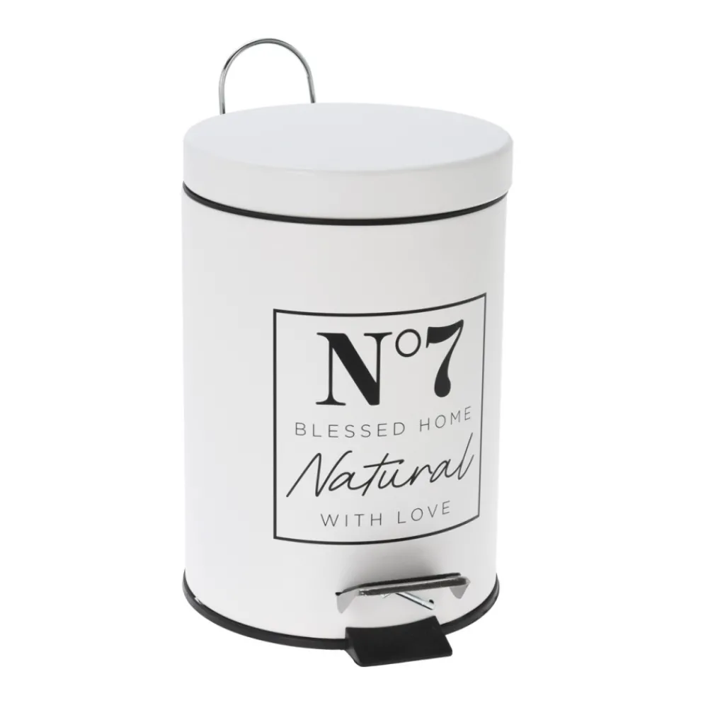 Kosz na śmieci metalowy biały 3L * H&S Decoration Online