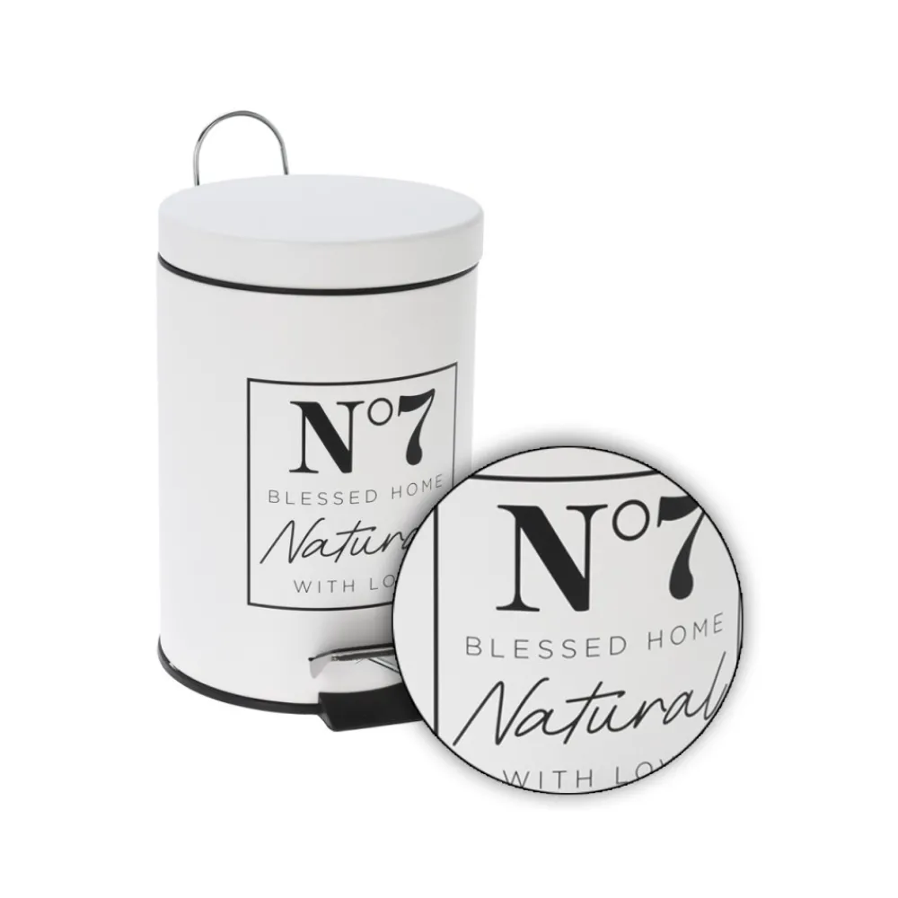 Kosz na śmieci metalowy biały 3L * H&S Decoration Online