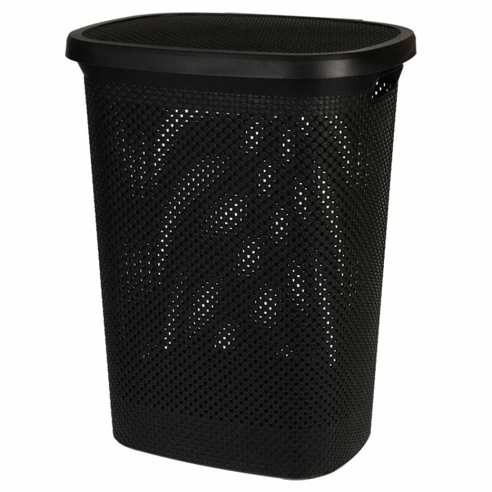 Kosz na pranie czarny z pokrywą 60 L * Storage Solutions Clearance