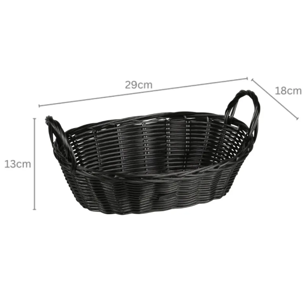 Koszyk na pieczywo i owoce czarny z uchwytami 29x18x13 cm * Kesper