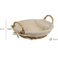 Koszyk na pieczywo okrągły z wkładką materiałową 23x6 cm * Kesper