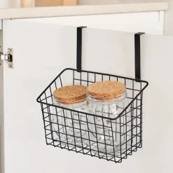 Koszyk wiszący metalowy na drzwi czarny h28cm * HowHomely Sale