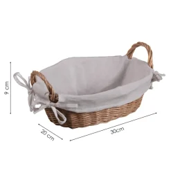 Koszyk z tworzywa sztucznego z materiałową wyściółką na pieczywo 30x20xh9 cm * Kesper Discount