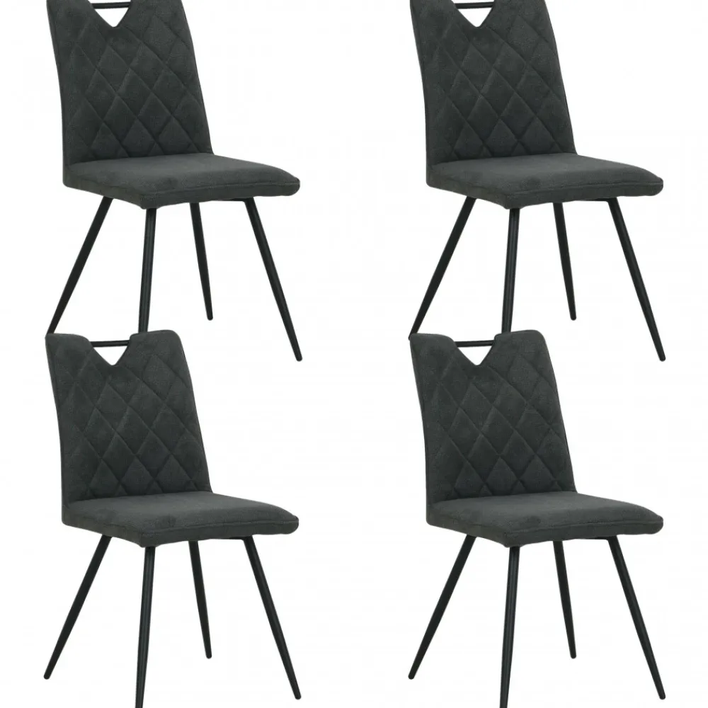 4 krzesła tapicerowane DALIA grafitowe * HowHomely Discount
