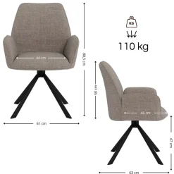 Krzesło do jadalni obrotowe Glenda taupe