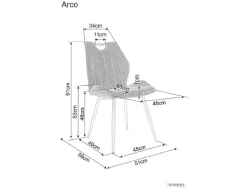 Krzesło tapicerowane ARCO szare velvet