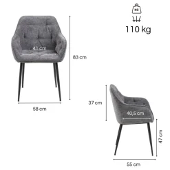 Krzesło do jadalni Brooke antracyt z podłokietnikami * Actona Discount