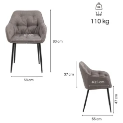Krzesło do jadalni Brooke taupe z podłokietnikami * Actona Outlet