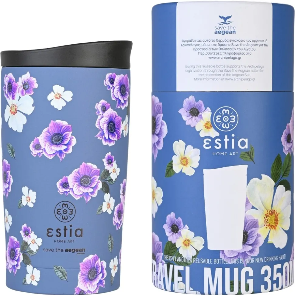 Kubek termiczny w kwiaty 350 ml Garden Blue