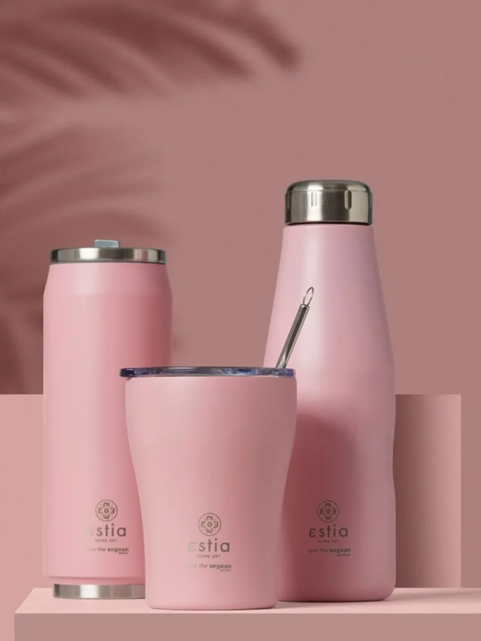 Kubek termiczny ze składaną słomką 500 ml Blossom Rose