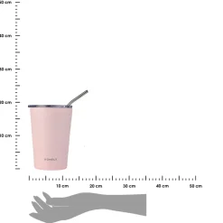 Kubek termiczny ze słomką 400 ml Rose Quartz