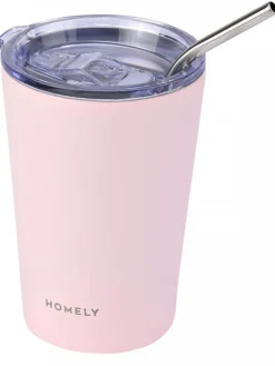 Kubek termiczny ze słomką 400 ml Rose Quartz